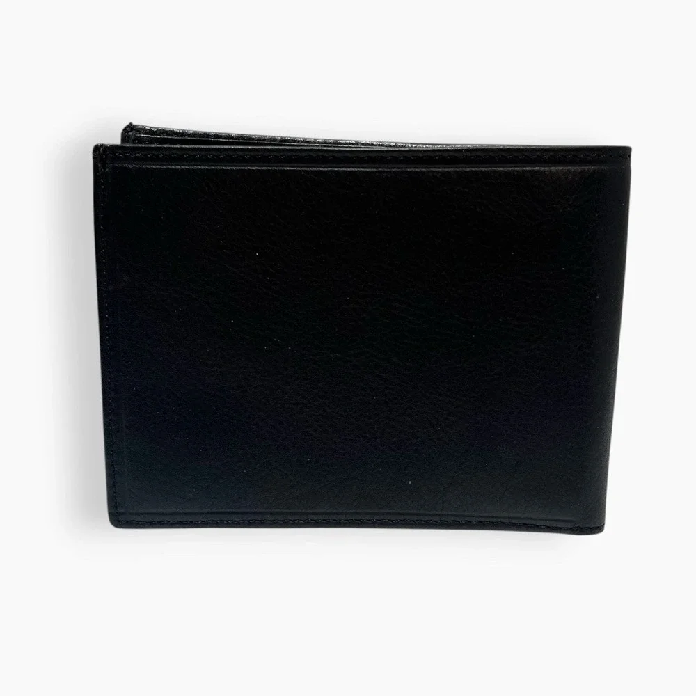 Alessandro Muti Vera Pelle Mens Black Bifold Wallet Italian Leather Italy